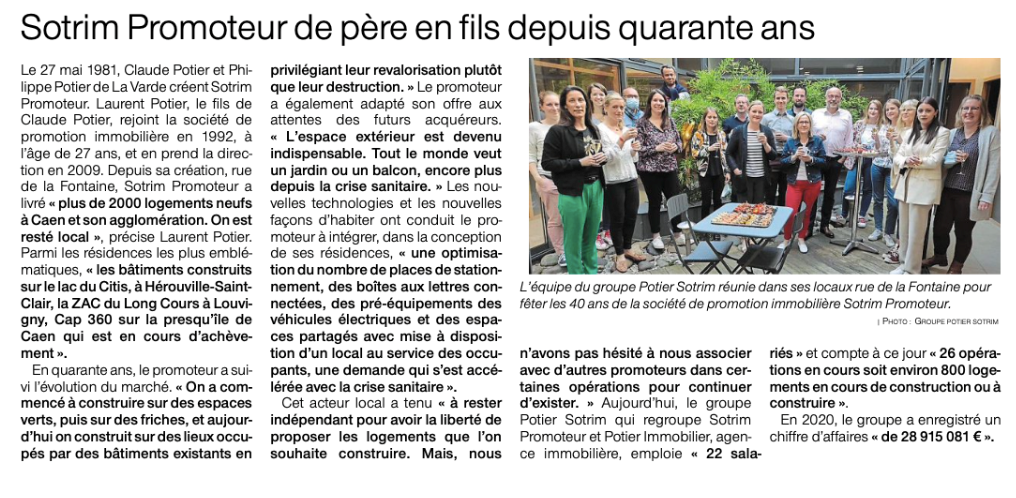 article O F 40ans GROUPE POTIER SOTRIM